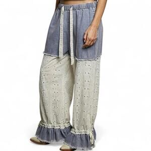 POL Eyelet Ruffle Vintage Washing Bloomer Pants